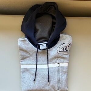 Men's Cal Gray Dry Fit Hoodie With Navy Hood & Chest Zip Pocket, Size SM